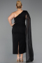 Einladungskleid In Übergröße Midi Chiffon Schwarz ABK2713