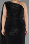 Einladungskleid In Übergröße Midi Chiffon Schwarz ABK2713