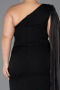 Einladungskleid In Übergröße Midi Chiffon Schwarz ABK2713