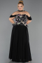 Abendkleid in Übergröße Lang Chiffon Schwarz ABU6615