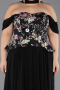 Abendkleid in Übergröße Lang Chiffon Schwarz ABU6615