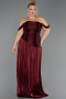 Abendkleid in Übergröße Lang Chiffon Weinrot ABU6685
