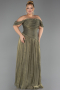 Abendgarderobe in Großen Größen Lang Chiffon Khaki ABU6603