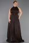 Abendkleid in Übergröße Lang Chiffon Braun ABU6699