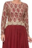 Bordo Uzun Kollu Abiye Elbise E5002