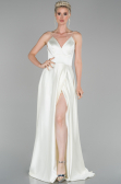 Abendkleid Lang Satin Elfenbeinfarben ABU1458