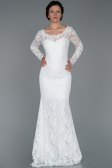 Abendkleid Lang Guipure Spitze Weiß ABU1571