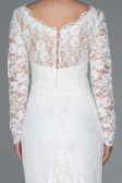 Abendkleid Lang Guipure Spitze Weiß ABU1571