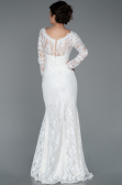 Abendkleid Lang Guipure Spitze Weiß ABU1571
