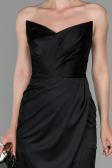Abendkleid im Meerjungfrau-Stil Lang Satin Schwarz ABU1609