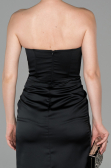 Abendkleid im Meerjungfrau-Stil Lang Satin Schwarz ABU1609