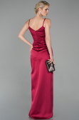 Abendkleid Satin Lang Kirschrot ABU564