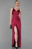 Abendkleid Satin Lang Kirschrot ABU564