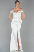 Abendkleid Lang Satin Weiß ABU1713