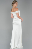 Abendkleid Lang Satin Weiß ABU1713