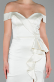 Abendkleid Lang Satin Weiß ABU1713