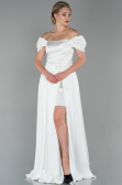 Abendkleid Lang Satin Weiß ABU1716