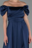 Abendkleid Lang Satin Marineblau ABU1716