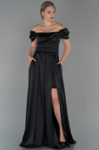 Abendkleid Lang Satin Schwarz ABU1716