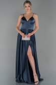 Abendkleid Lang Satin Anthrazit ABU1458