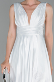 Abendkleid Lang Satin Weiß ABU1737