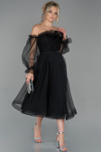 Abendkleid Midi Schwarz ABK971