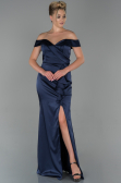 Abendkleid Satin Lang Marineblau ABU1713
