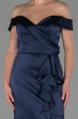 Abendkleid Satin Lang Marineblau ABU1713
