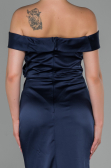Abendkleid Satin Lang Marineblau ABU1713