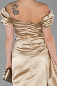 Verlobungskleid Satin Lang Gold ABU1606
