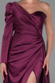 Abendkleid Satin Lang Pflaume ABU1715