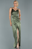 Khaki Abendkleid Satin Lang ABU564