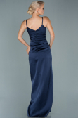 Abendkleid Lang Satin Marineblau ABU564