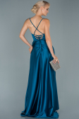 Abendkleid Lang Satin Petrolgrün ABU1843