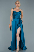Abendkleid Lang Satin Petrolgrün ABU1843