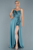 Abendkleid Satin Lang Muffiges Grün ABU1843