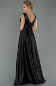 Schwarz Abendkleid Satin Lang ABU1737