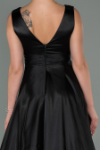 Schwarz Abendkleid Satin Lang ABU1737