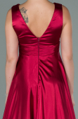 Kirschrot Abendkleid Satin Lang ABU1737
