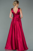 Kirschrot Abendkleid Satin Lang ABU1737