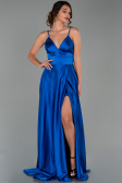 Sächsischblau Abendkleid Satin Lang ABU1458