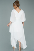 Weiß Kleider İn Groben Midi Chiffon ABK1083