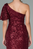 Abendkleid im Meerjungfrau-Stil Lang Weinrot ABU1891