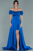 Sächsischblau Abendkleid Satin Lang ABU1716