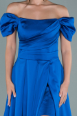 Sächsischblau Abendkleid Satin Lang ABU1716