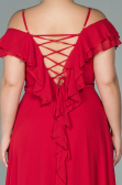 Kleider in Großen Größen Lang Chiffon Rot ABU1892