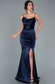 Abschlusskleid Lang Satin Marineblau ABU1938