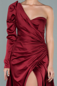 Weinrot Abendkleid Satin Lang ABU1715