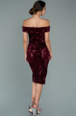 Partykleid Kurz Pailletten-Samt Weinrot ABK1130