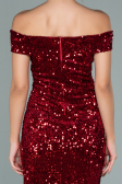 Partykleid Kurz Pailletten-Samt Rot ABK1130